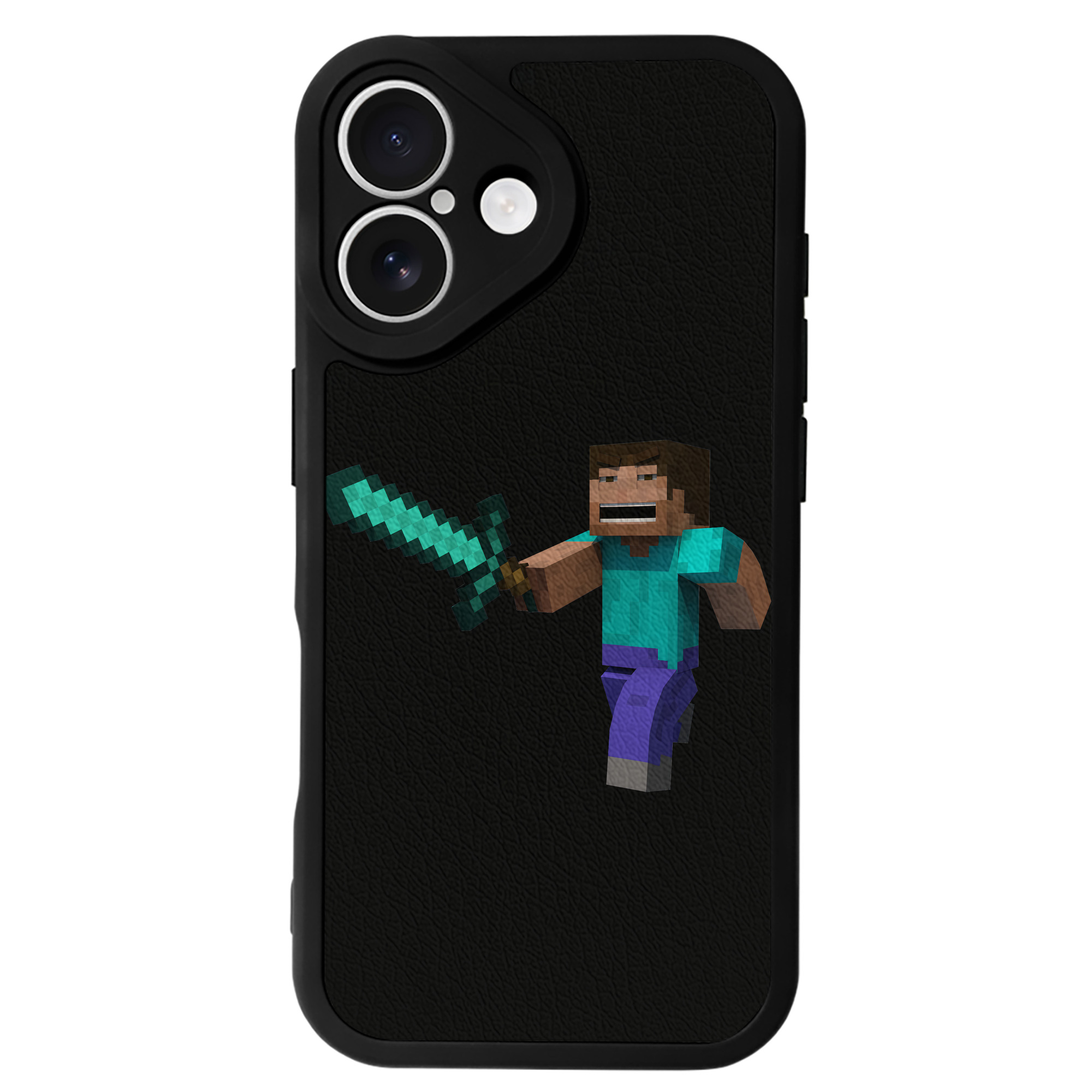 （画像用） マインクラフト ブロックの世界 Minecraft MC Block world 【iPhone 16シリーズ対応】シリコンスマホケース（レザー調） 材質：シリコン
